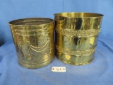 2 BRASS PLANTERS  19 T & 12 T