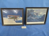 2 FRAMED AIRPLANE PRINTS- 