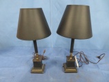 PAIR OF BLACK METAL LAMPS  18