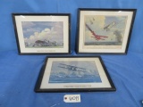 3 FRAMED AIRPLANE PRINTS 19 X 13 7 19 X 16