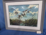 FRAMED WILD LIFE DUCK PRINT SIGNED- SEE PHOTO  31 X 36