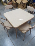 RETRO CARD TABLE SET W/ 4 CHAIRS