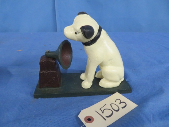 CAST IRON RCA DOG FIGURINE   6" T