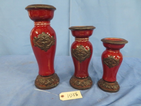 3 PCS. HOME DECOR CANDLE STICKS  15, 12 & 10" T