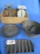 CAST IRON CORNSTICK PAN, PIE PANS, CAKE MOLD & OLD KENTUCKY SCALES
