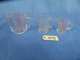 3 MEASURING CUPS- 2 ARE PYREX