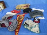 LOT OF VINTAGE MILITARY HATS, PATCHES, SUSPENDERS