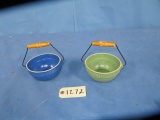 2 SMALL POTTERY BOWLS W/ HANDLES  5