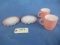 PINK & WHITE PYREX LOOK DISHES