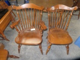 6 WINDSOR DINING CHAIRS- HAS 2 CAPTAINS CHAIRS
