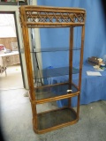 BAMBOO/RATTAN SHELF W/ GLASS SHELVES  76