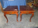 2 END TABLES W/ QUEEN ANNE LEGS