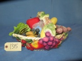 CERAMIC  BASKET W/ FAUX FRUIT