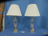 PAIR OF GLASS LAMPS  32