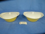 2 VINTAGE YELLOW BOWLS W/ LIDS