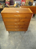 MID CENTURY LANE CHEST OF DRAWERS W/ DOVE TAIL INLAY  STAMPED- 38 X 18