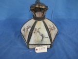 STAINED GLASS PENDANT LIGHT  W/ DUCKS  12'T