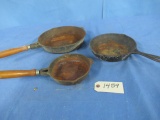 3 PC. CAST IRON PANS - ONE IS USA, TWO ARE TAIWAN
