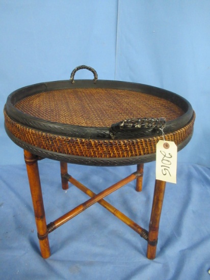 RATTAN TRAY TOP TABLE  24" D