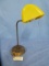 BRASS DESK LAMP W/ YELLOW SHADE