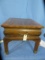 ORIENTAL END TABLE W/ BRASS FEET AND BURL TOP  25 X 23 X 21 T