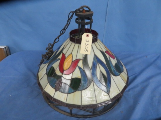 STAINED GLASS CHANDELIER  22"D