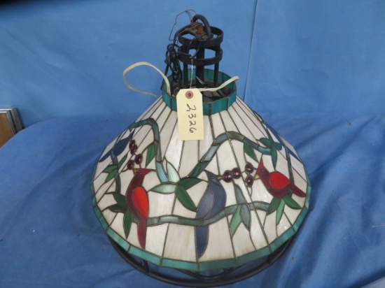 STAINED GLASS CHANDELIER W/ BIRD  22"D