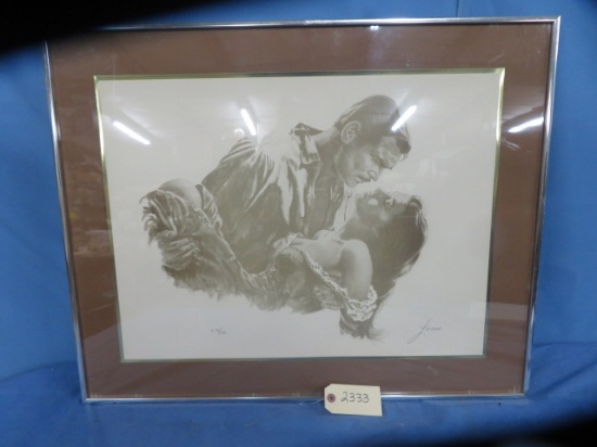 SIGNED & FRAMED CLARK GABLE PRINT  34/300 SIGNED BY LANSE  30 X 24