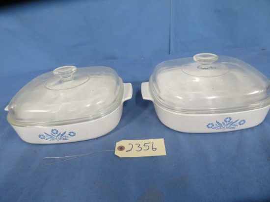 2 CORNINGWARE DISHES W/ LIDS 10 X 10