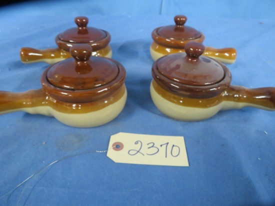 4 PC. COVERED SOUP BOWLS W/ HANDLES
