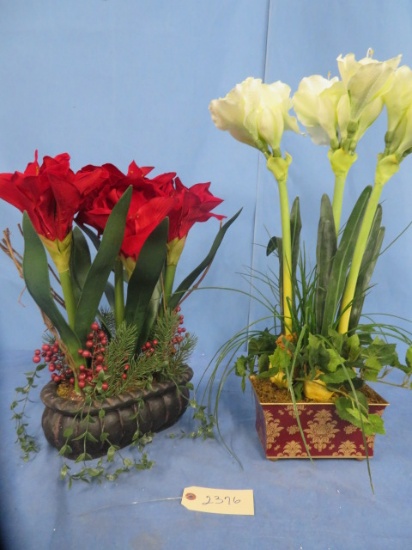 2 FAUX AMARYLLIS ARRANGEMENTS