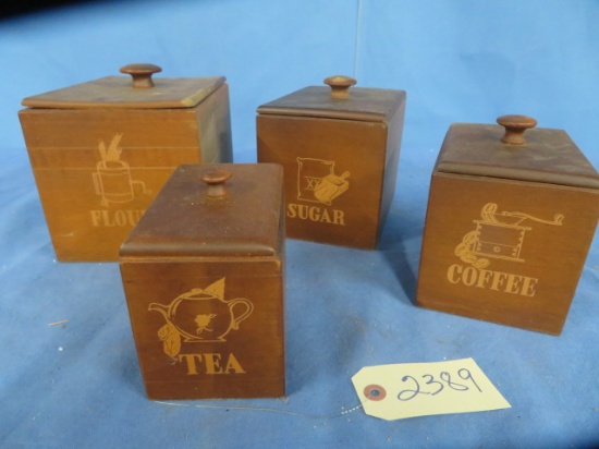 4 PC. WOODEN CANISTER SET