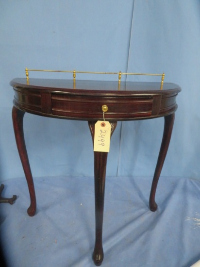 CONSOLE TABLE W/ BRASS RAILING  29" W