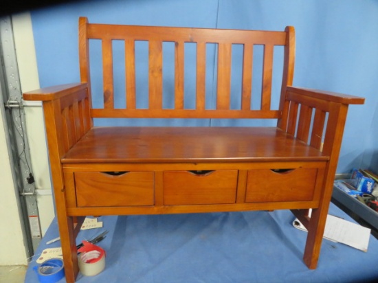 SMALL MODERN BENCH W/ DRAWERS  40 X 17 X 36