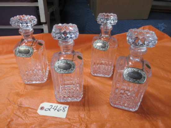 4 CRISTAL D'ARQUES FRANCE LIQUOR DECANTERS