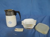 CORNINGWARE COFFEE POT & MISC. CORNINGWARE DISHES