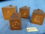 4 PC. WOODEN CANISTER SET