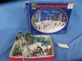 CHRISTMAS VILLAGE SKATING POND W/ ACCESSORIES