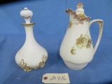 OHME SILESIA OLD IVORY TEA POT & DECANTER