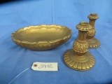 3 PCS. CANDLEHOLDERS & BOWL SET-  VERY HEAVY