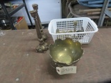 BRASS CANDLE HOLDERS & DISH