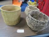 PLANTER & 2 HANGING BASKETS