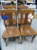 4 OAK PRESS BACK DINING CHAIRS