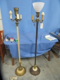 2 FLOOR LAMPS - ONE WITH GLASS SHADE