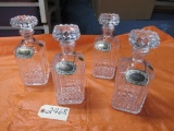 4 CRISTAL D'ARQUES FRANCE LIQUOR DECANTERS