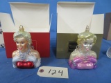 2 MARILYN MONROE CHRISTMAS ORNAMENTS BY POLONAISE COLLECTION  5 X 3