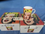 2 BOXES OF 4 EACH ANDY WARHOL- MARILYN MONROE COFFEE CUPS