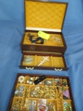 JEWELRY BOX W/ JEWELRY- ONE STERLING RING