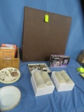 2 FIRE KING BOWLS, COOKBOOKS, TABLE PADS AND MISC.