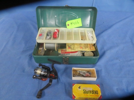 TACKLE BOX W/ FISHING TACKLE & REELS